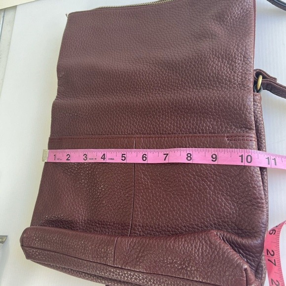 Tignanello Leather Crossbody Bag Medium Burgundy 3 Compartment All Zip - Picture 13 of 14